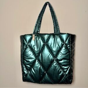 Victoria's Secret Shimmering Emerald Quilted Tote
